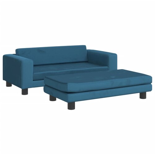 Maison Chic Otroški kavč - Otroški divan - Otroški sedež s stolčkom za noge moder 100x50x30 cm žamet, (21729511) Cene