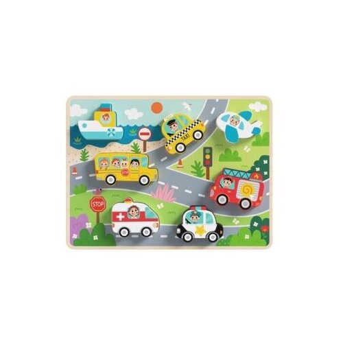 Tooky Toy Tooky Toy: Lesena sestavljanka, z lahko prijemljivimi oblikami - Potovanje Cene