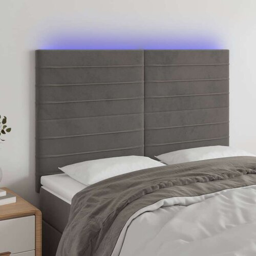  Posteljno vzglavje temno sivo 144x5x118/128 cm žamet, (20793162) Slike