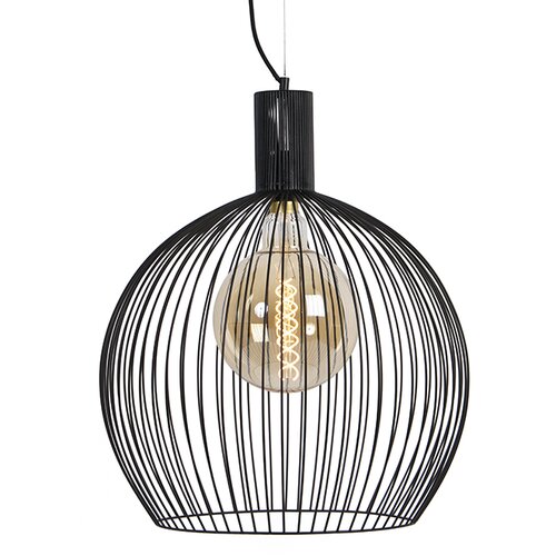 QAZQA Dizajn okrogla viseča svetilka črna 50 cm - Wire Dos Cene