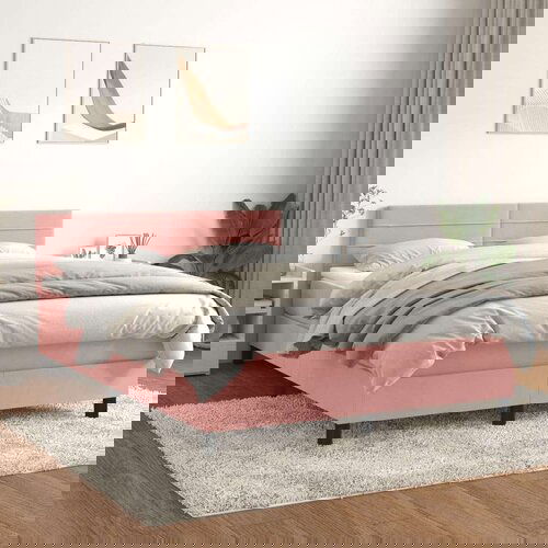  Box spring postelja z vzmetnico roza 140x200 cm žamet Slike