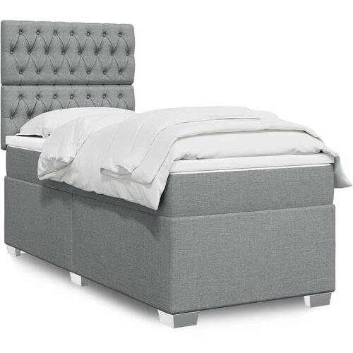  The Living Store Box spring postelja z vzmetnico svetlo siva 80x200 cm blago - Box Spring Postelja, (21496699) Cene