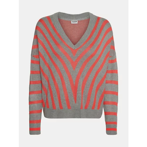 Noisy May Gray-red striped sweater Astot - Women