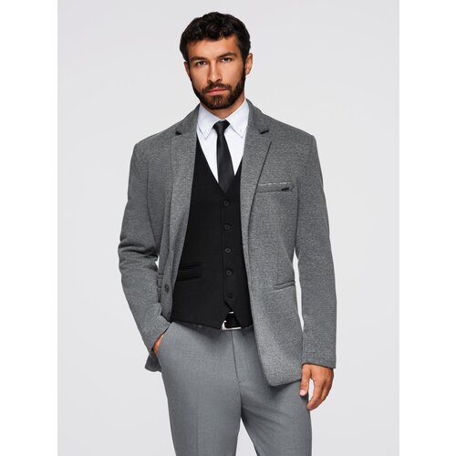 Ombre Men&amp;#039;s knitted jacket with a fitted cut - graphite Slike