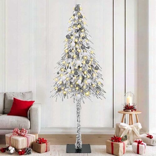 vidaXL Božično drevo med 300 LED z stojalom Bela 210 cm PE in jeklo Cene