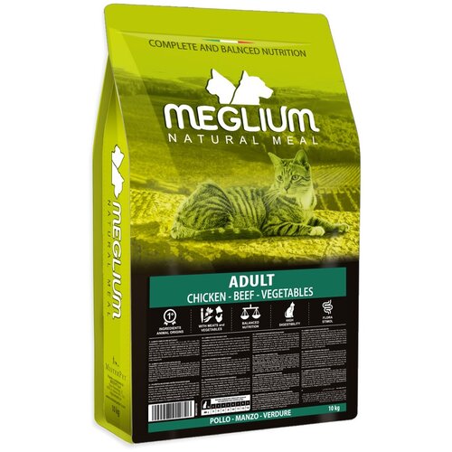Meglium Suva hrana za mačke Adult, Piletina, govedina i povrće, 10 kg Slike