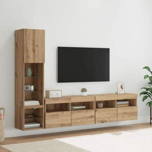 TV zidna jedinica Zidne 4 pcs Umjetnički hrast Konstruirano drvo Cene