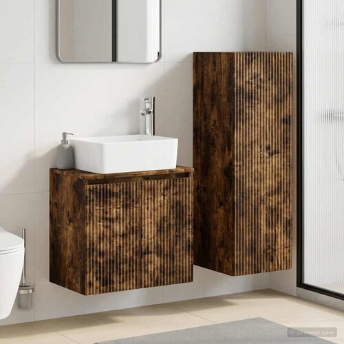  Set namje&scaron;taja za kupaonicu 2 kom. Dimljeni hrast Smeđa 33 x 34.5 x 100 cm Cijene
