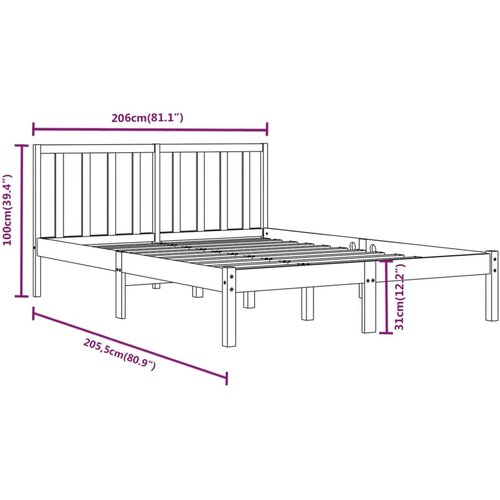 Okvir za krevet od masivne borovine sivi 200 x 200 cm Slike