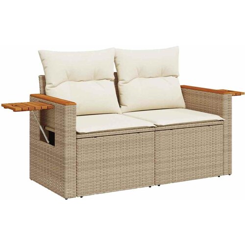  5-dijelni vrtni set sofa s jastucima bež od poliratana Slike