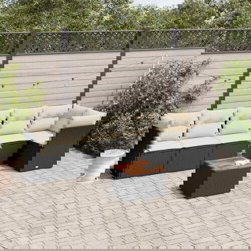 vidaXL 7-dijelni set vrtnih sofa od poliratana s jastucima crni Cijene