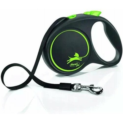 Flexi dog black design m tape zeleni 5m Cene
