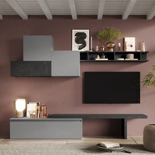 LC Mobili Moderna siva zidna jedinica s viseim elementima INFINITY 2.0 900015-ADPB Slike