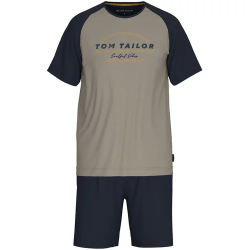 Tom Tailor Kratka pidžama mornarsko plava / boja blata / narančasta