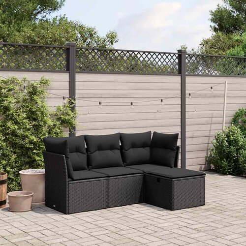  4-dijelni set vrtnih sofa od poliratana s jastucima crni Cijene