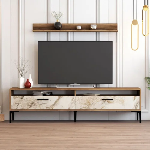 Woody Fashion Istanbul - Walnut, White Marble TV omarica, (20864584)