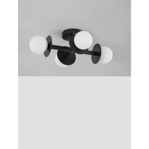 Nova Luce Bela/črna kovinska stropna svetilka s steklenim senčilom 37x51 cm Pielo &amp;ndash; Slike