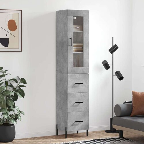 VidaXL Visoka komoda siva betona 34 5x34x180 cm od konstruiranog drva Slike