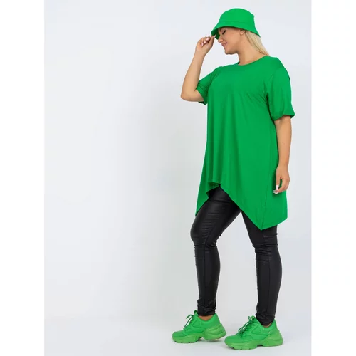 Fashionhunters Green asymmetric plus size viscose tunic