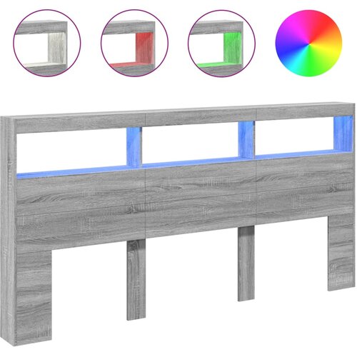 Maison Chic posteljno vzglavje - vzglavna omarica - nočna omarica led siva sonoma 200x17x102 cm, (21705952) Slike