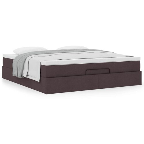VidaXL Otomanski posteljni okvir z vzmetnico temno rjava 180x200 cm Slike