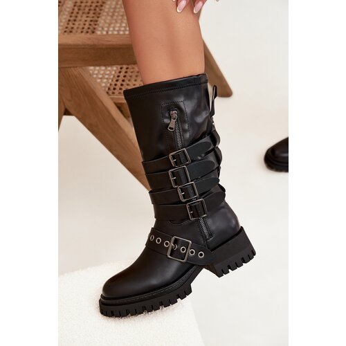 Boto Insulated Women&amp;#039;s Boots with Straps and Buckles Black Ivaline Slike