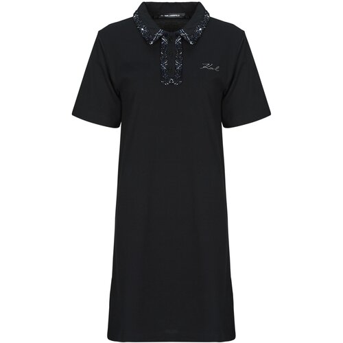 Karl Lagerfeld BOUCLE MIX POLO DRESS Crna Slike