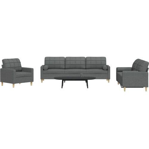 vidaXL 3-dijelni set sofa s ukrasnim jastucima tamnosivi od tkanine Cijene