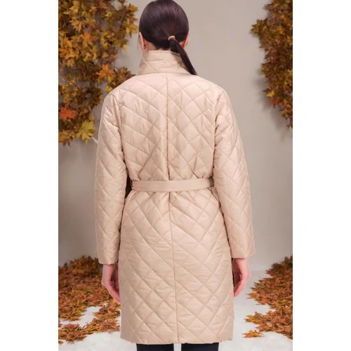 Dewberry Z6722 WOMEN'S COAT-DARK BEIGE