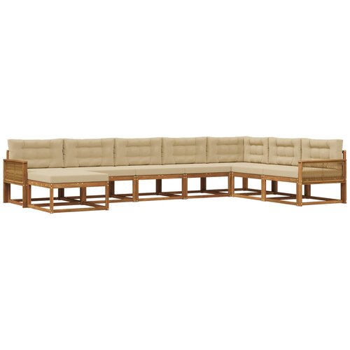 vidaXL Zunanja garnitura za sedenje z blazino 8 pcs Naravna in bež, (5000280633) Cene