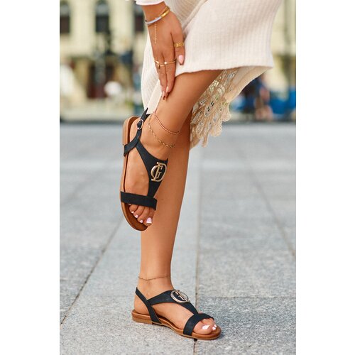 S. BARSKI Flat Women&amp;#039;s Sandals with Gold Decoration S.Barski Slike