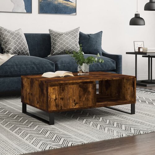 vidaXL Klubska mizica dimljeni hrast 90x60x35 cm inženirski les Cene