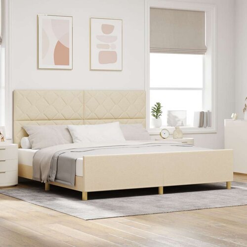 VidaXL okvir za krevet krem 200x200 cm tekstil Slike