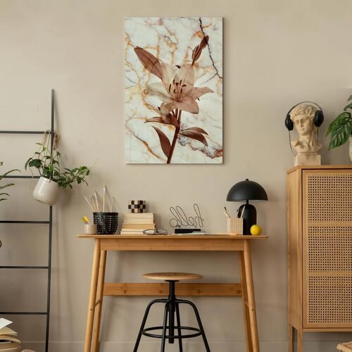  Slika - Elegance of a Flower (1-part) - Delicate Lily on Marble in Sepia 60x90 Slike