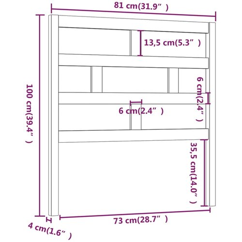  Uzglavlje za krevet 81 x 4 x 100 cm od masivne borovine Slike
