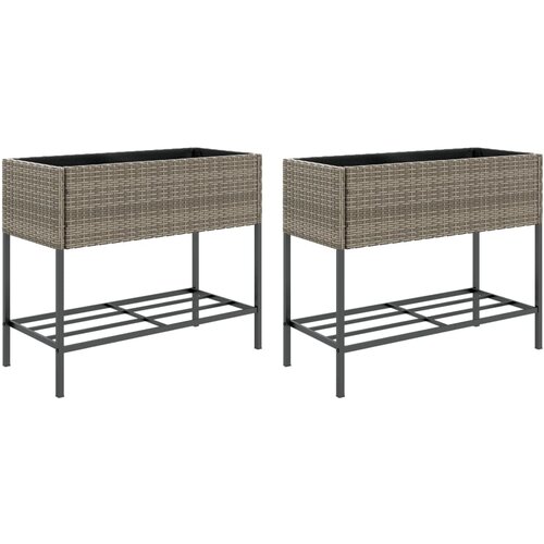 Maison Chic Vrtna korita - cvetlična korita - Cvetlični Lonec s polico 2 kosa siva 90x40x75 cm poli ratan, (21789311) Cene