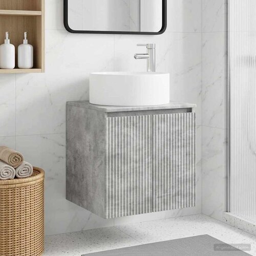  Umivaonik s policom za zid Betonska siva 49,5 x 44,5 x 65,5 cm Cijene