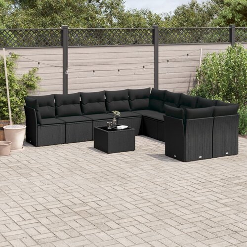  11-dijelni set vrtnih sofa od poliratana s jastucima crni Cijene