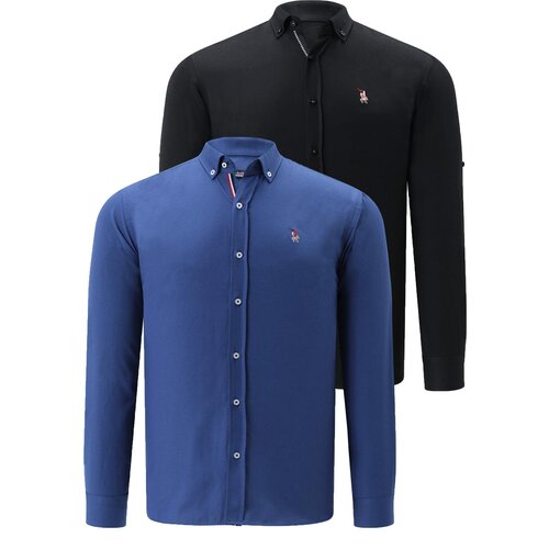 Dewberry DUAL SET G674 MENS SHIRTS-BLACK-INDIGO Slike