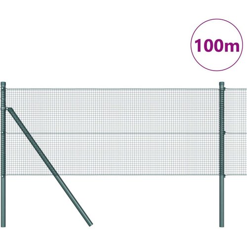 VidaXL Zavarena Ograda s 13 Stupova Zelena 0.4x100 m Čelik Slike