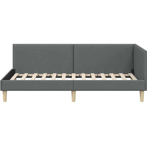 vidaXL Kotna postelja Temno siva 90 x 190 cm Tkanina in oblikovan les Cene