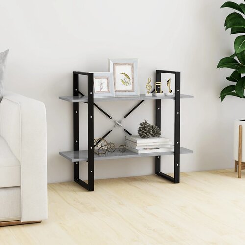VidaXL ormarić za knjige s 2 razine boja betona 80x30x70 cm od iverice Slike