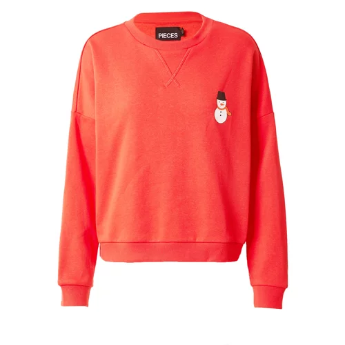 Pieces Sweater majica crvena / crna / bijela
