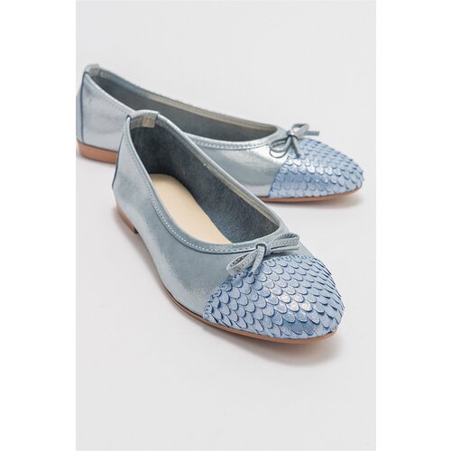 LuviShoes 02 Women's Blue Glittery Flat Shoes Slike