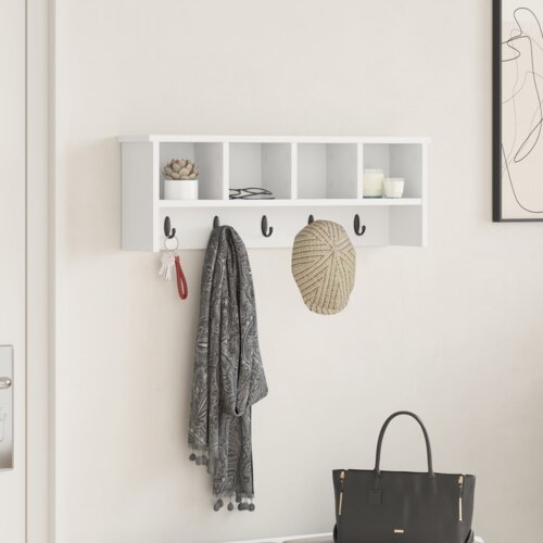 vidaXL Nadwyčajna obešalnik za plašče s polico Bela 75 x 16 x 26 cm Cene