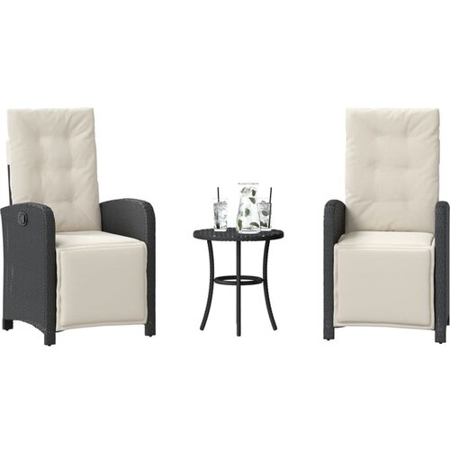 vidaXL 3-dijelni bistro set s jastucima crni od poliratana Cene