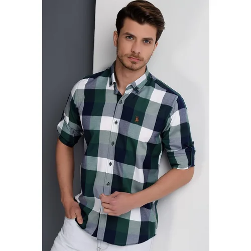 Dewberry G662 MEN'S SHIRT-NAVY-GREEN-GREEN