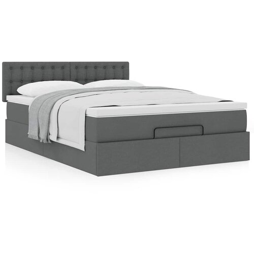 vidaXL Otomanska postelja z vzmetnico siv 140x190 cm blago Cene