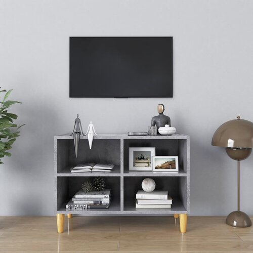 VidaXL TV ormarić s drvenim nogama siva boja betona 69,5 x 30 x 50 cm Slike