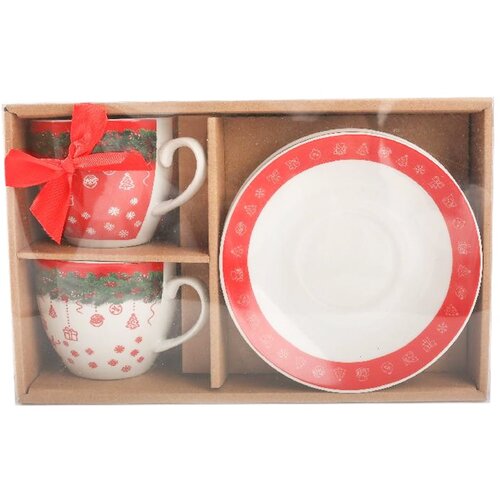 Mhome Set skodelic za čaj Christmas 220ml / 26x16xh9cm / 2 kos / porcelan, (20454170) Cene